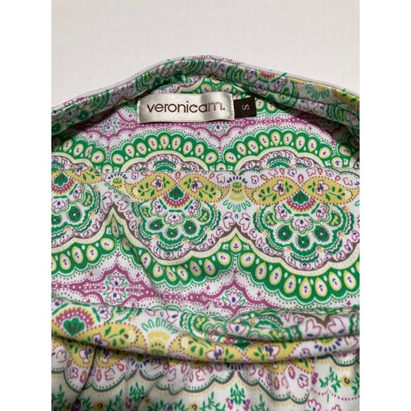 Veronica M Women's Strapless Mini Dress Small Paisley Multicolor Green A Line - Picture 5 of 7